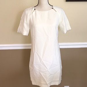 Anthropologie Bordeaux cream shift dress